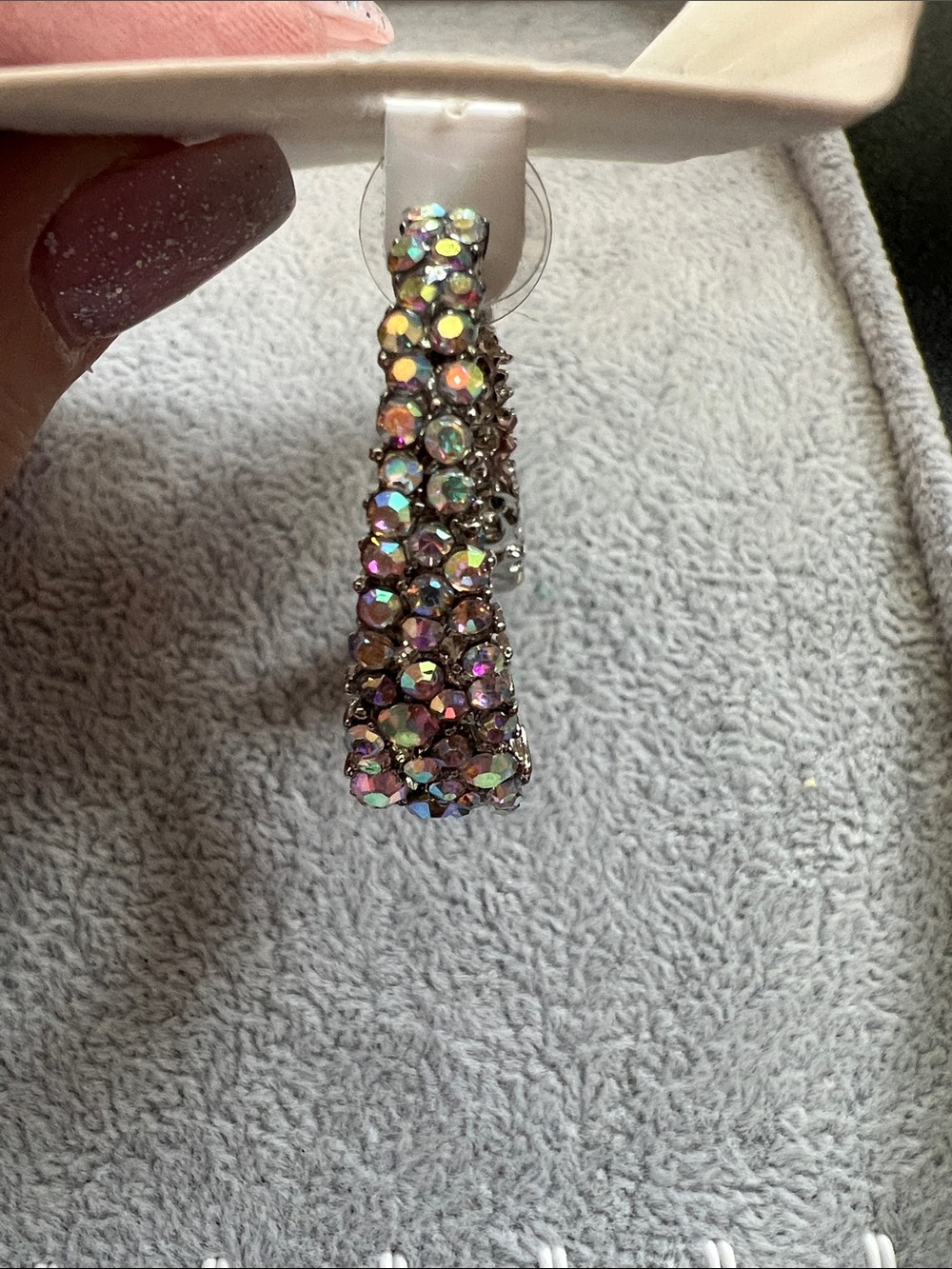 Iridescent Crystal Drop Earrings - Aurora Pink